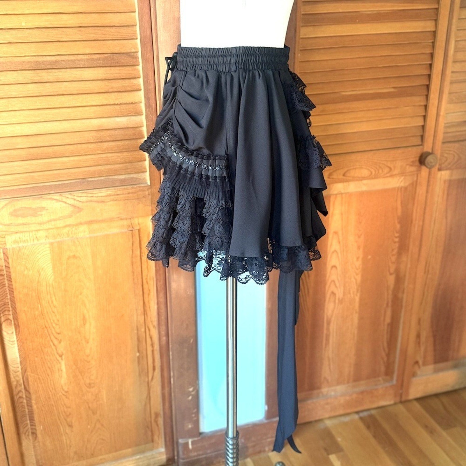 Dark in Love Gothic Victorian Vampire BlackSatin & Lace Coffin Mini Skirt OS