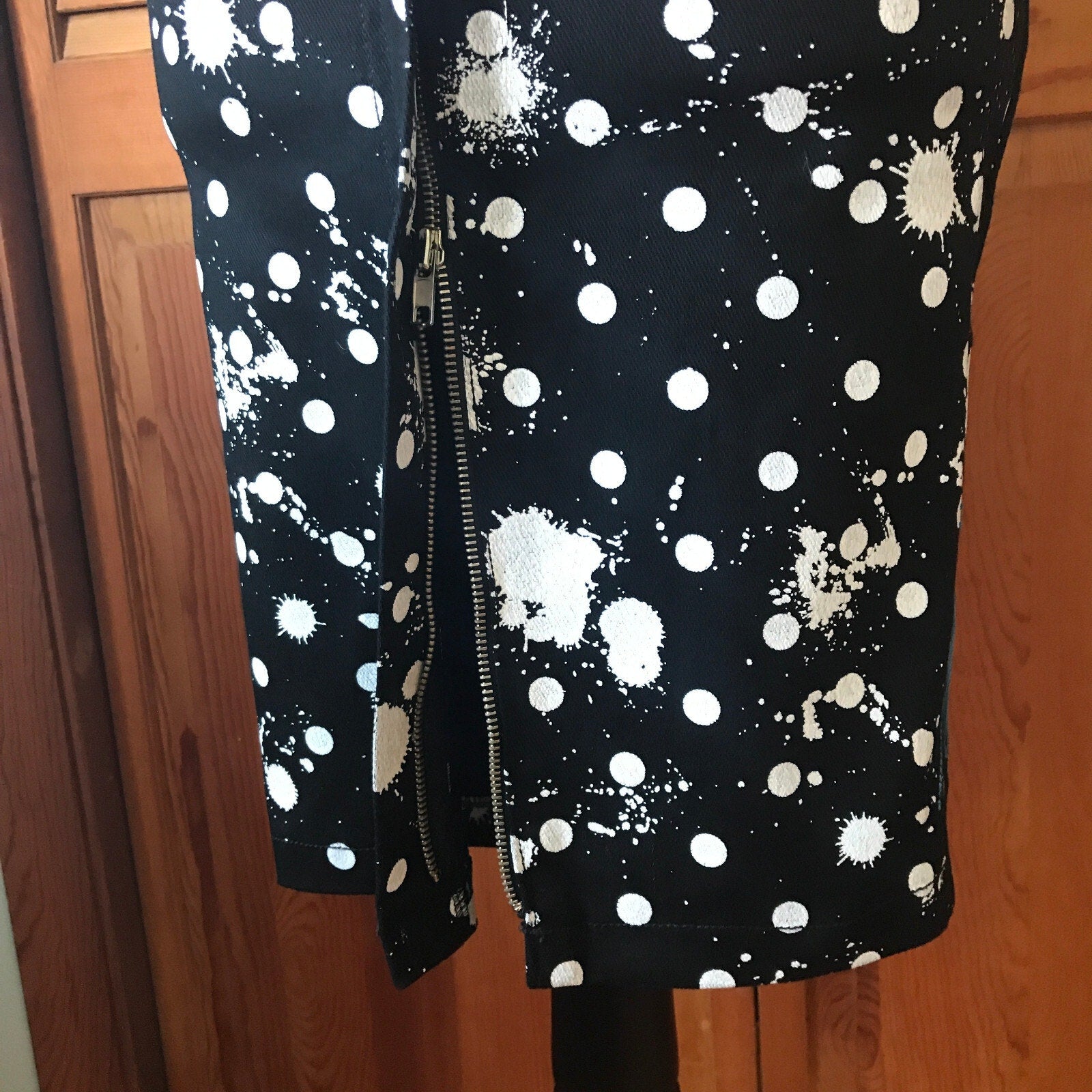 Vintage Lip Service Polka Splatz Punk Goth Pencil Knee Length Skirt XS