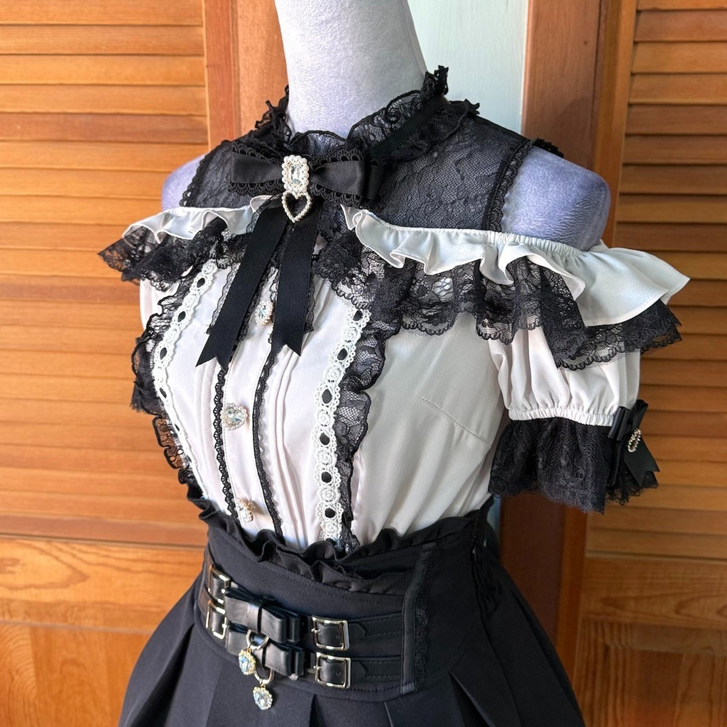 J-Fashion Jirai Kei Gyaru Harajuku Heart & Buckle Top & Skirt Set Up Outfit