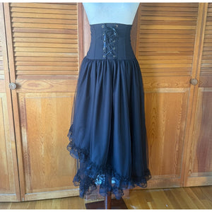 ACDC Rag Punk Goth J-fashion EGL Victorian Black Tulle Corset Cincher Skirt OS