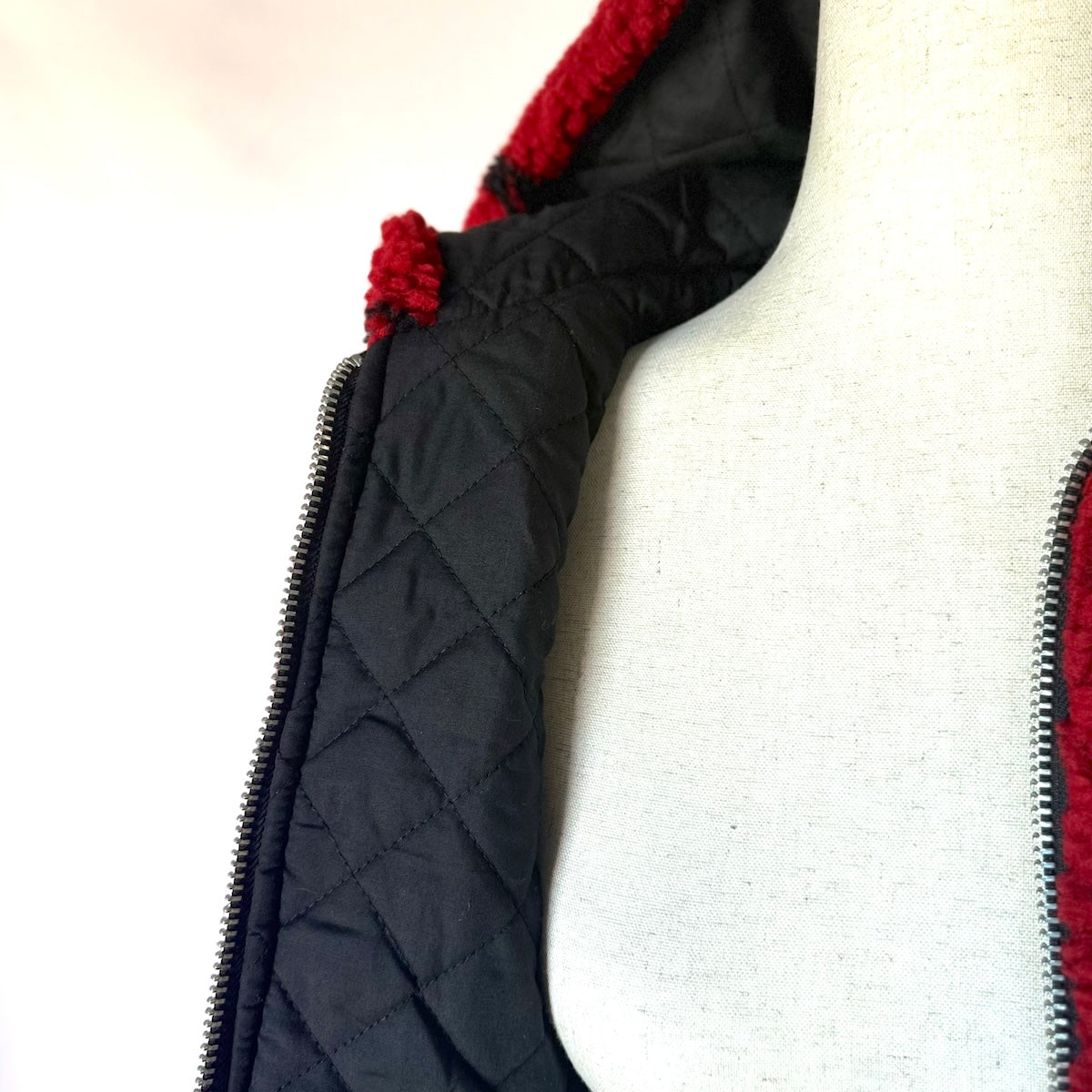 Dolls Kill Punk Goth Y2K Red Faux Fur Black Skull Bondage Strap Jacket