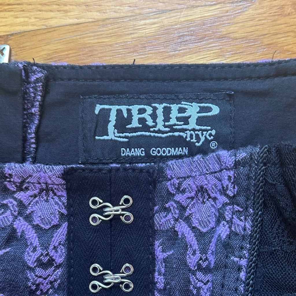Tripp NYC Goth Punk Emo Lolita Black & Purple Lace Up Garter Mini Skirt