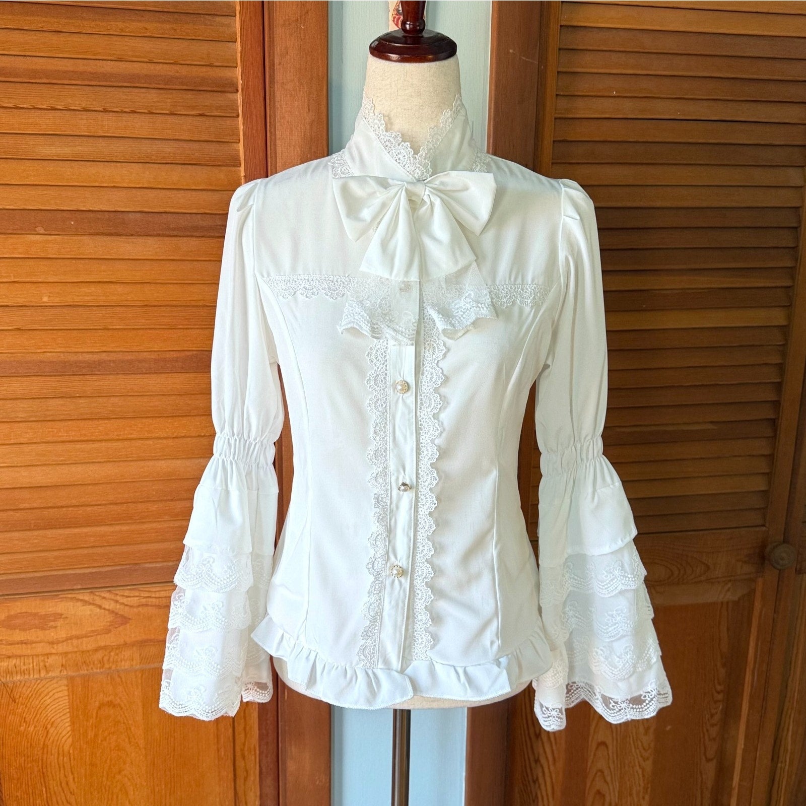 Sweet Lolita Alice in Wonderland Blue White JSK Shirt Petticoat Outfit Dress