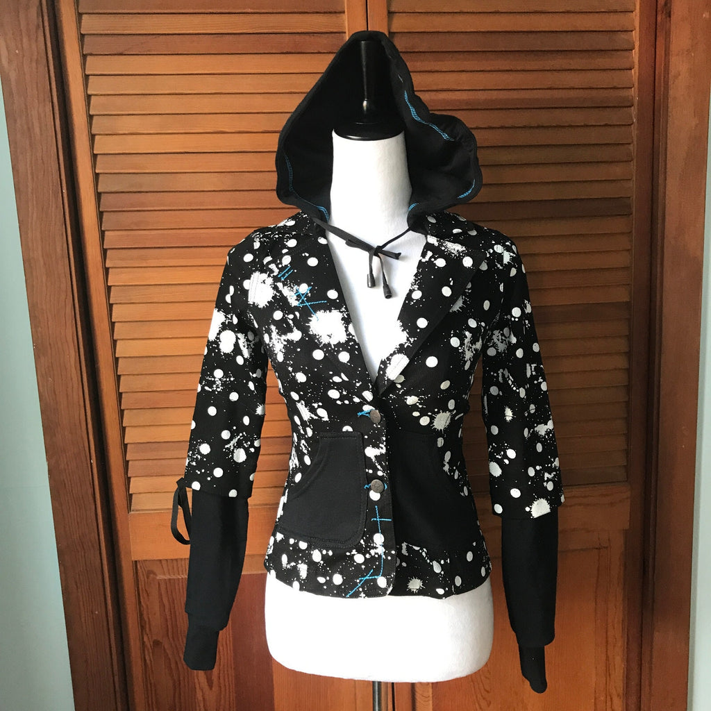 Vintage Lip Service Polka Splatz Punk Goth Hooded Jacket XS