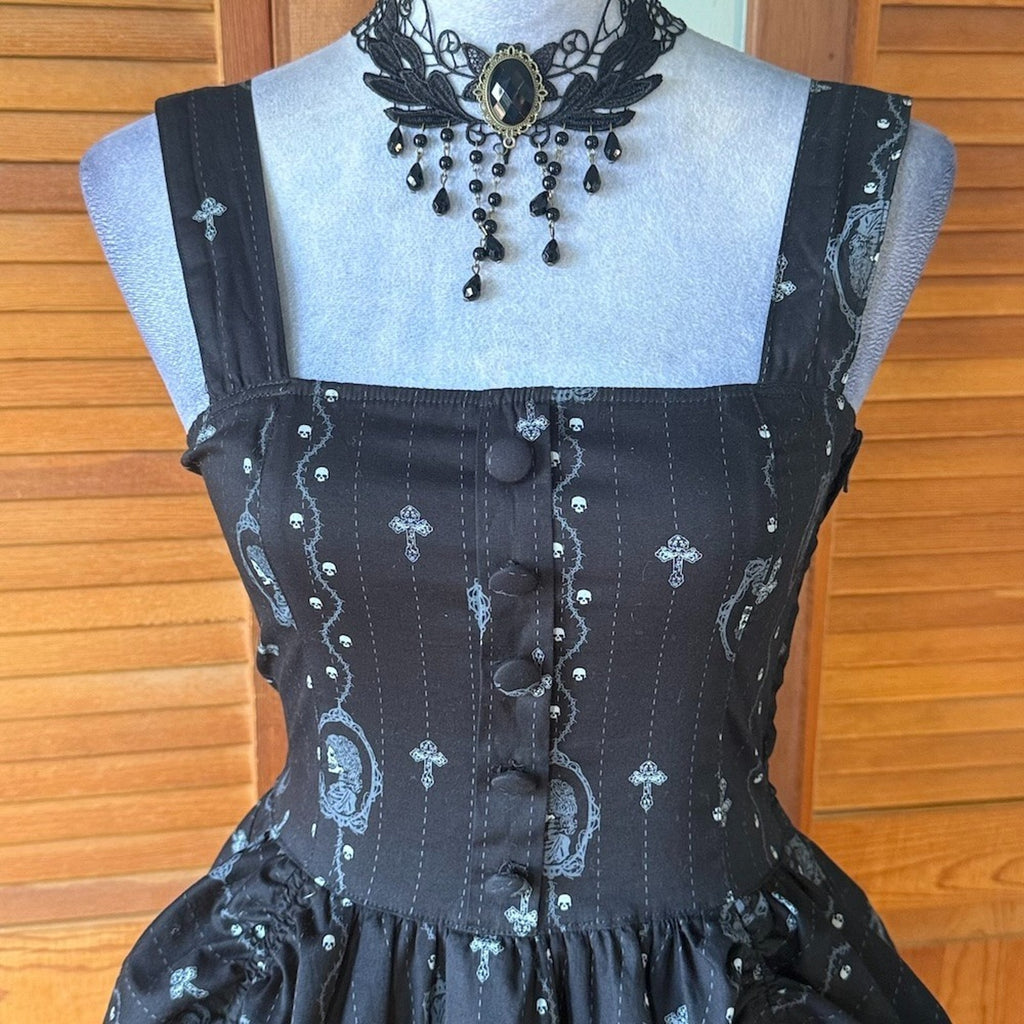 Spin Doctor Goth Lolita EGL Dead Princess Cameo Puffy Dress + Petticoat L