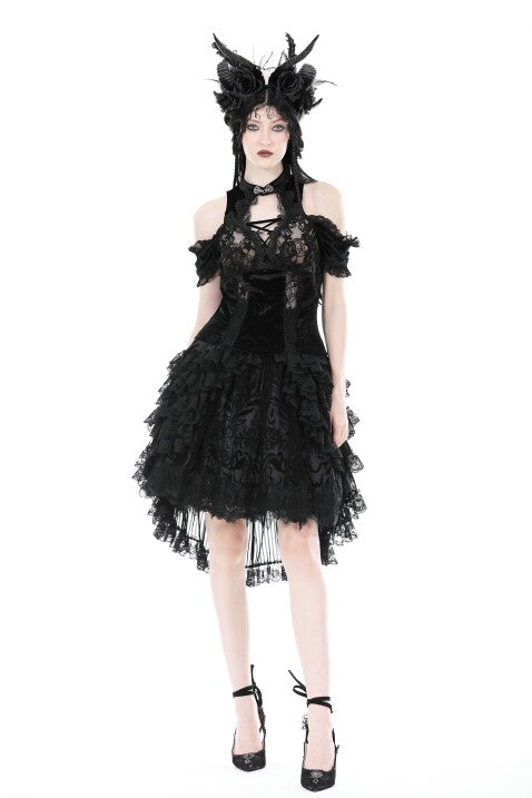 Dark in Love Blissful Billows Black Velveteen & Lace Gothic Overskirt