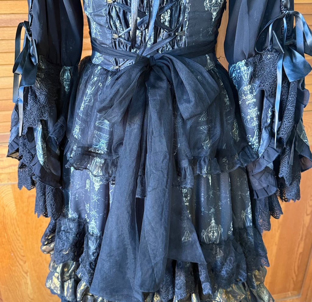Gothic Lolita Victorian Princess Hime Sama Black & White Dress Gown M