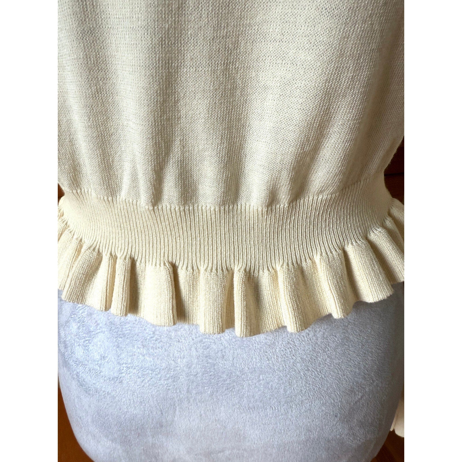 Axes Femme Jfashion Kawaii Cottage Ivory Textured Bow Sleeve Cardigan Sweater M