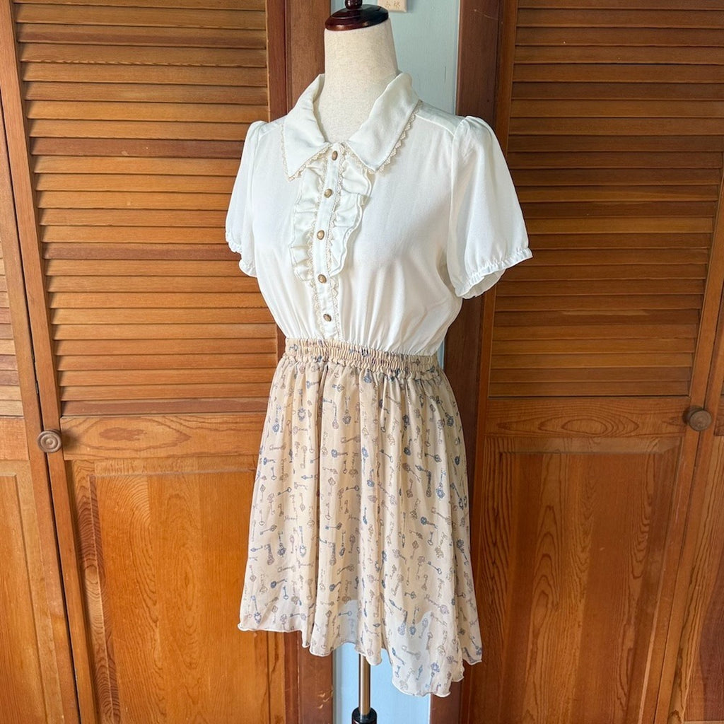 Axes Femme J-fashion Gyaru Himekaji Harajuku White Ruffle Key Summer Dress M
