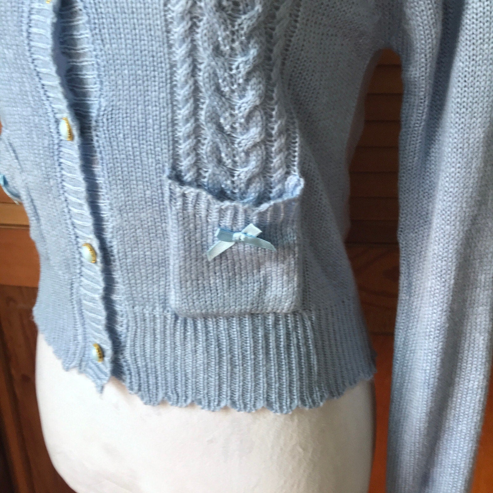 Lolita Victorian Kawaii J-fashion Blue & White Cardigan Sweater S