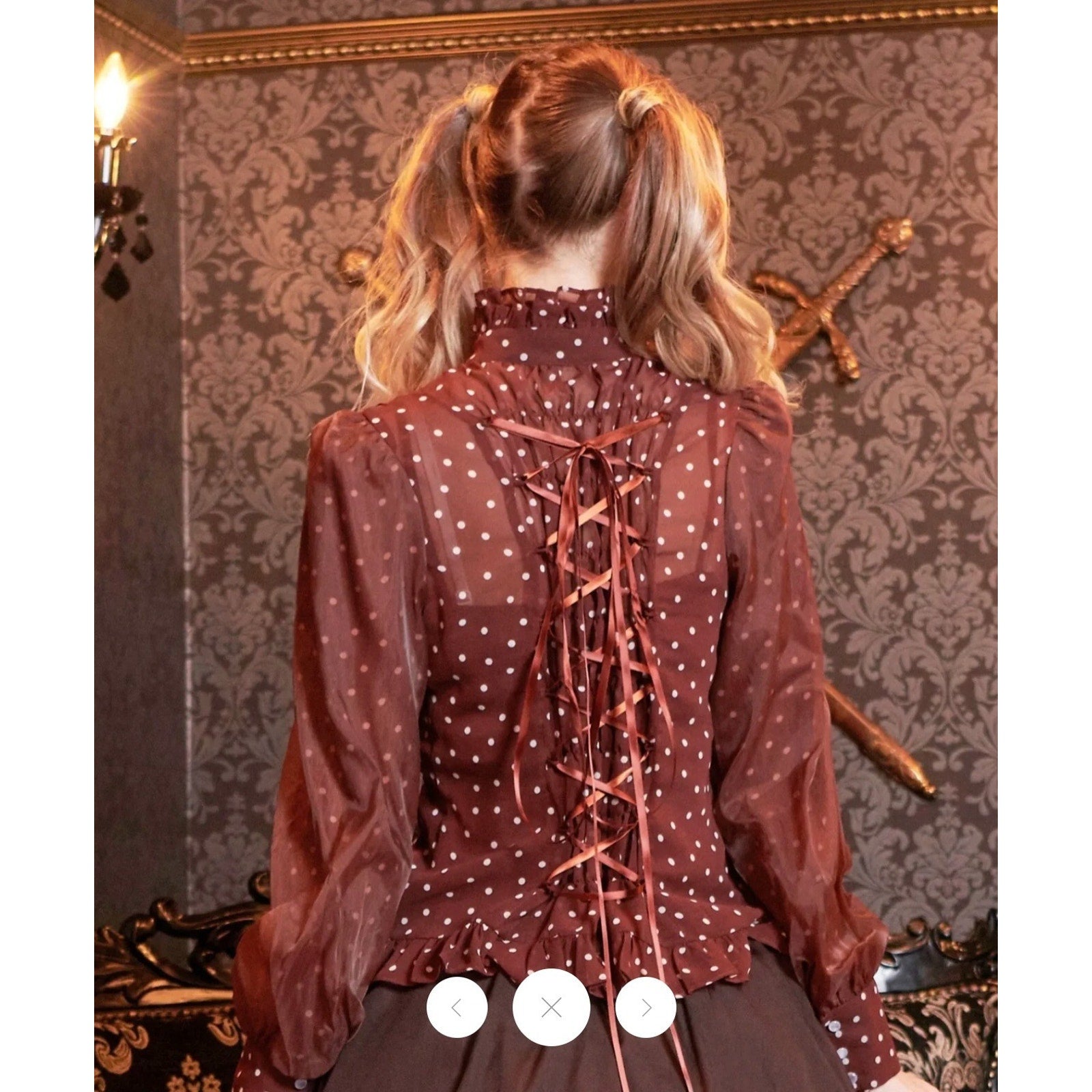 Bodyline J-fashion Gyaru Dollcore Lolita EGL Harjuku Brown Polka Dot Shirt L