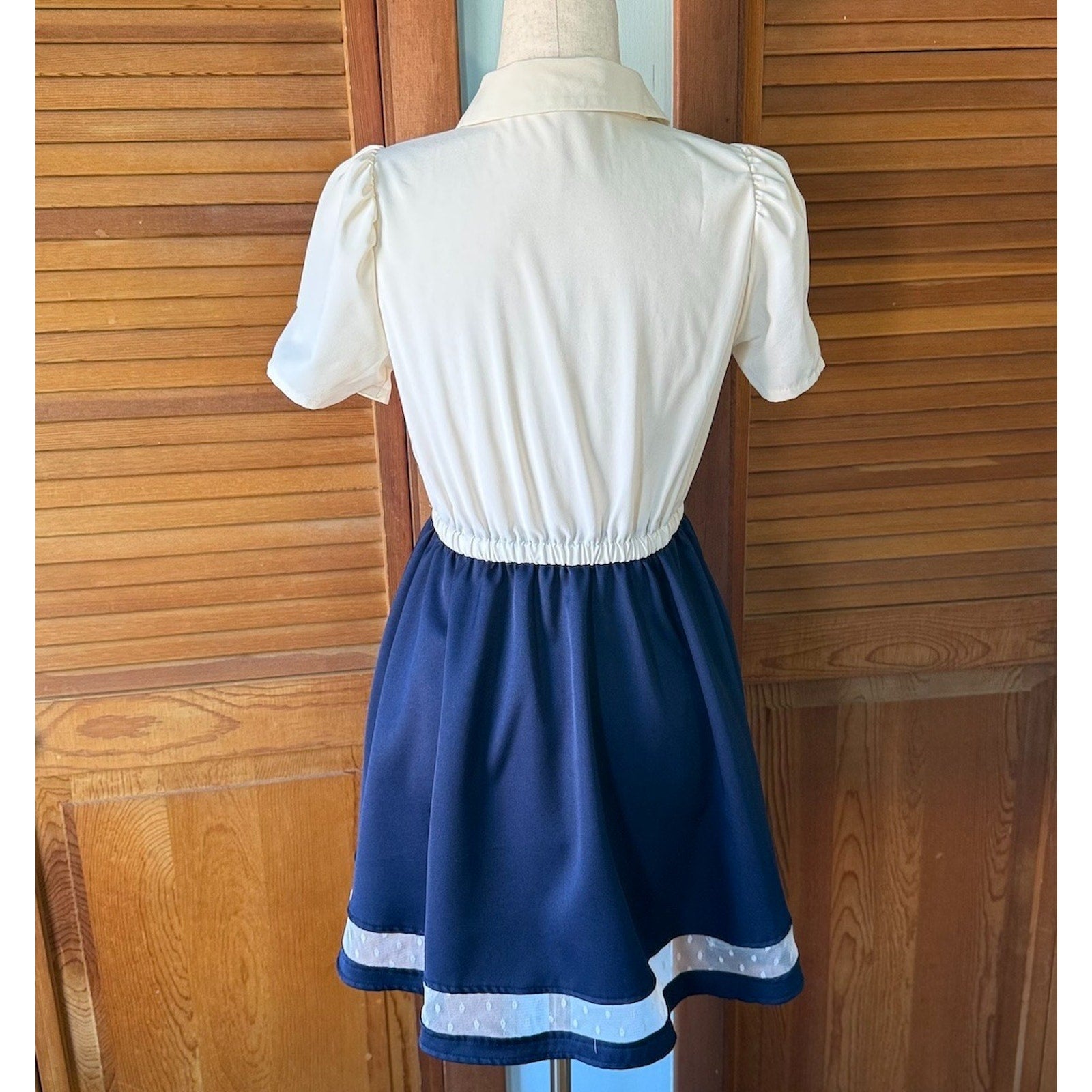 Liz Lisa Penderie Lolita Jirai Gyaru Dollcore White & Blue Heart Tie Dress S