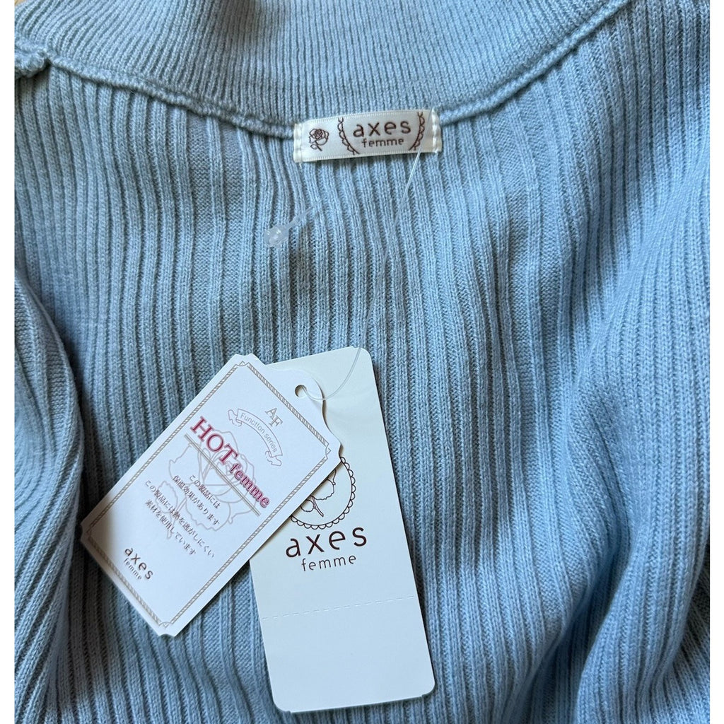 J-fashion Axes Femme Kawaii Jirai Gyaru Cottage Light Blue Sweater Top M