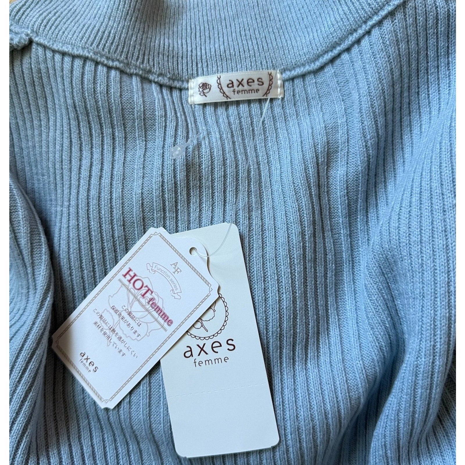 J-fashion Axes Femme Kawaii Jirai Gyaru Cottage Light Blue Sweater Top M