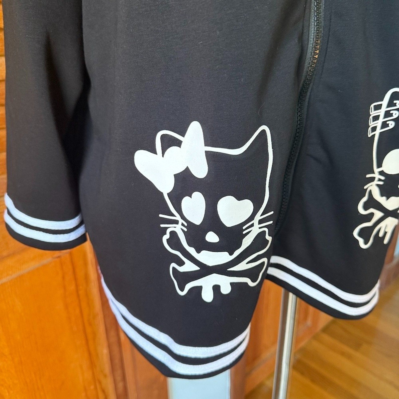 ACDC Rag Punk Goth Emo Black & White Kitty Cat Sailor Collar Jacket Plus Size