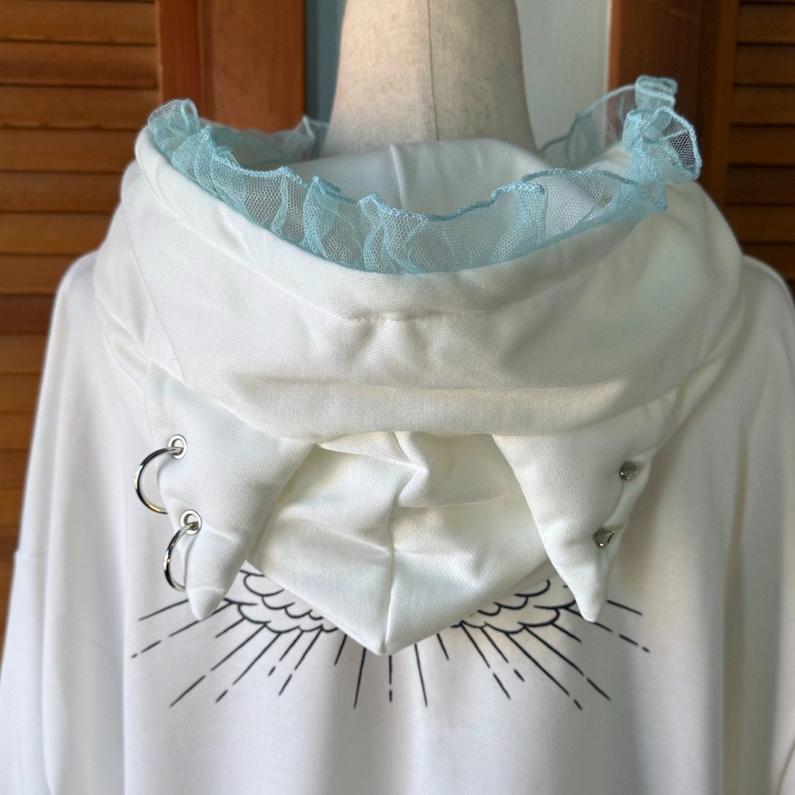 ACDC Rag Lolita EGL Yami Kawaii Angel Punk Kitty Cat Ears White Hoodie