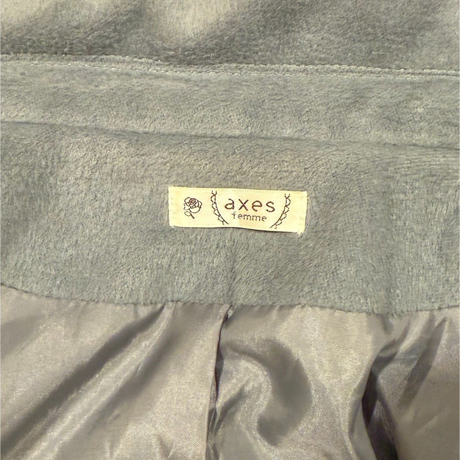 J-Fashion Axes Femme Kawaii Dollcore Gray Sea Foam Faux Fur Collar Jacket M