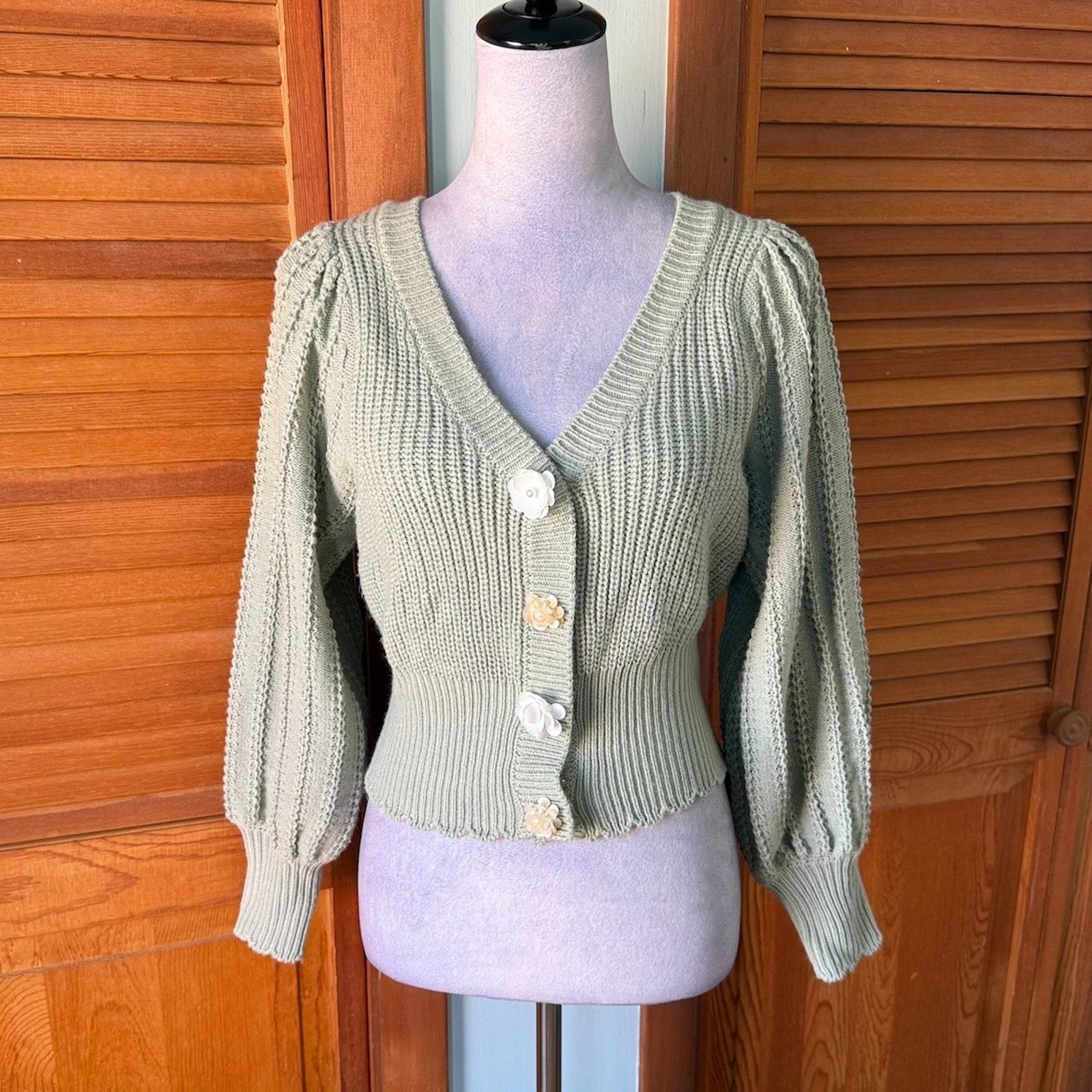 Liz Lisa J-Fashion Jirai Kei Himekaji Fairycore Green Flower Button Sweater Top