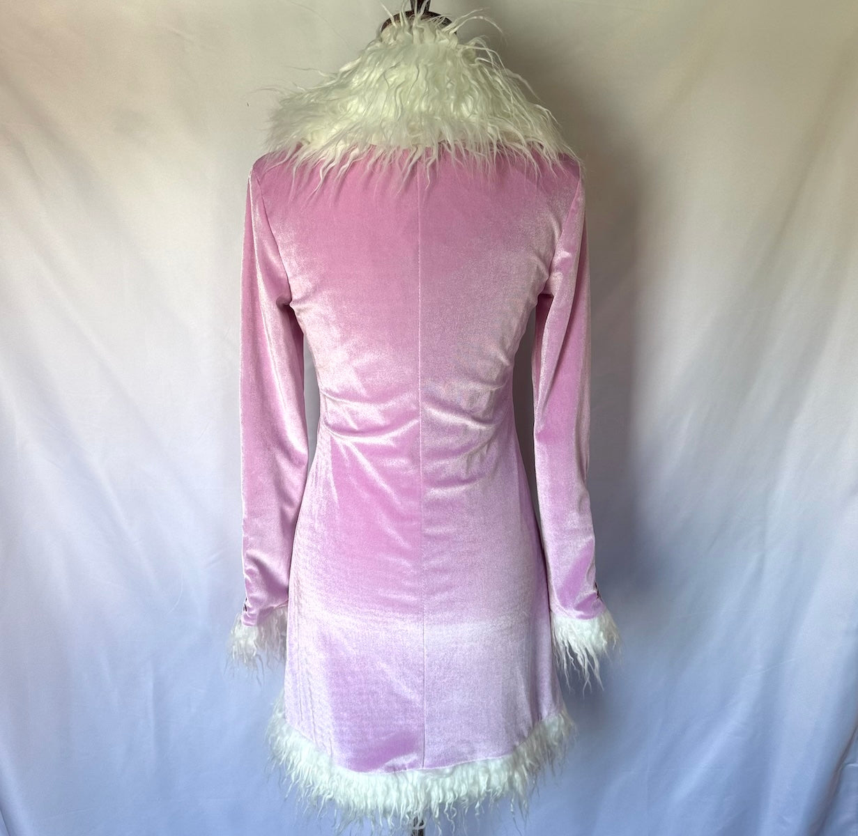 Dolls Kill Whimsigoth Victorian Dollcore Embroidered Pink Faux Fur Trim Jacket