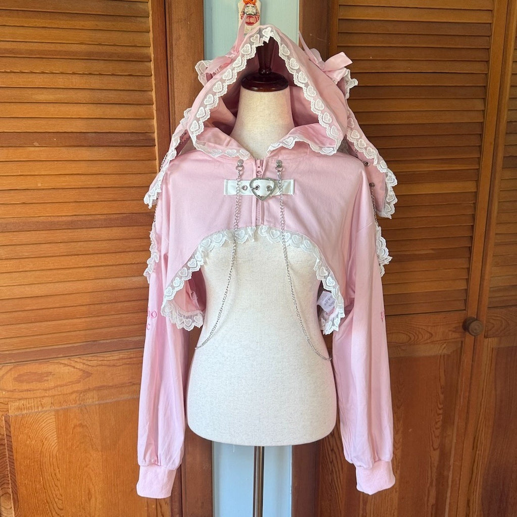 ACDC Rag J-Fashion Gyaru EGL Punk Bunny Heart Cross Bows PINK Hoodie Jacket