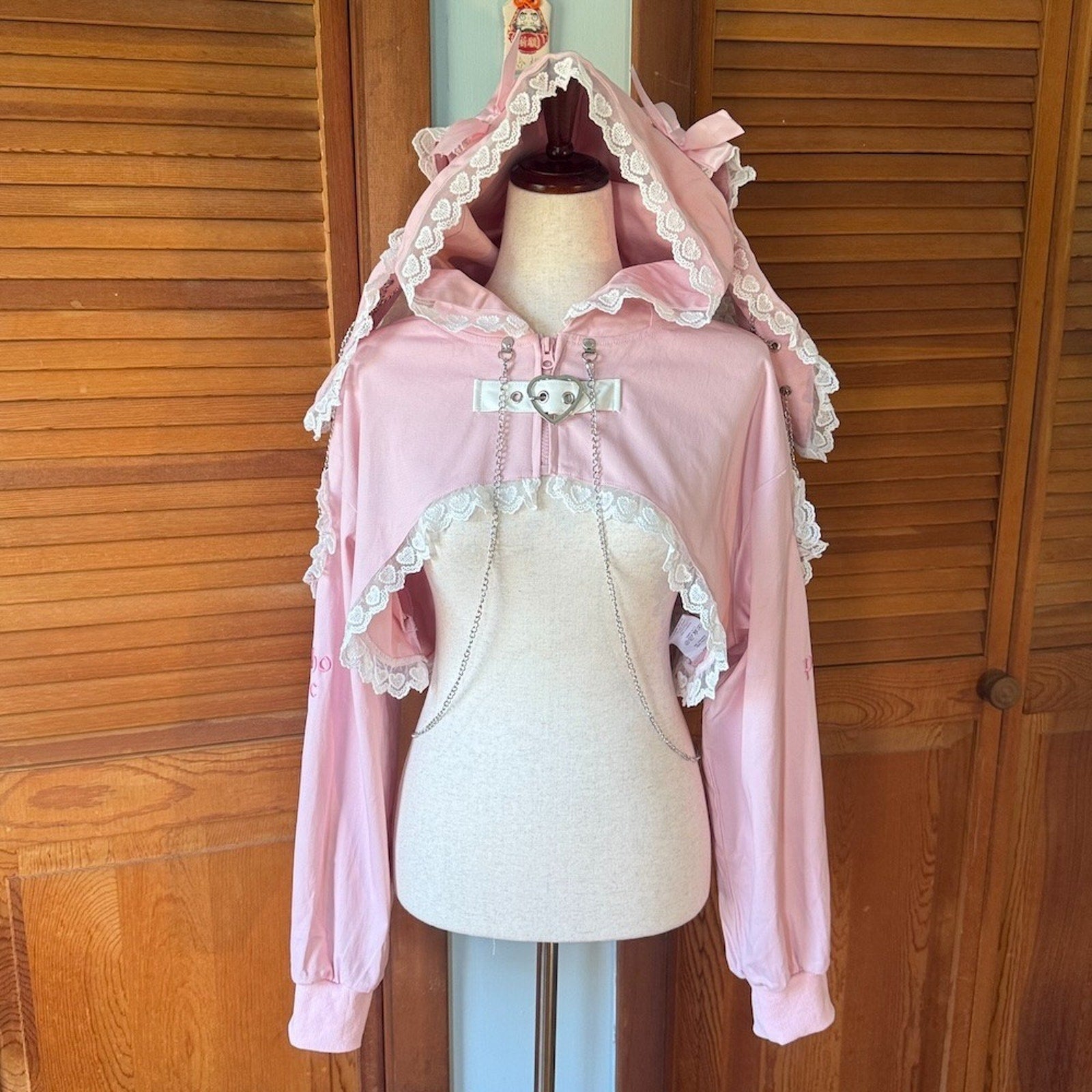ACDC Rag J-Fashion Gyaru EGL Punk Bunny Heart Cross Bows PINK Hoodie Jacket