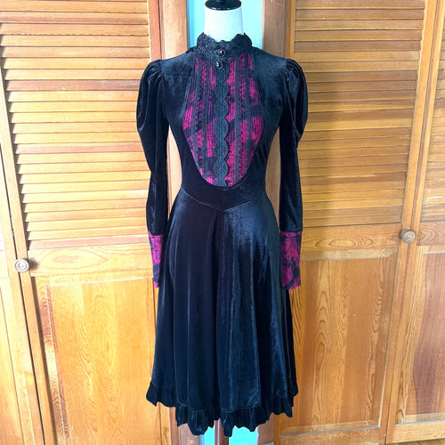 Dark in Love Black Velvet Undead Beloved Goth Victorian Vampire Dress