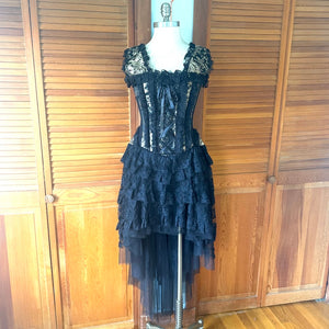 Burleska Gothic Victorian Renaissance Cabaret Golden Brocade Lace Corset Dress