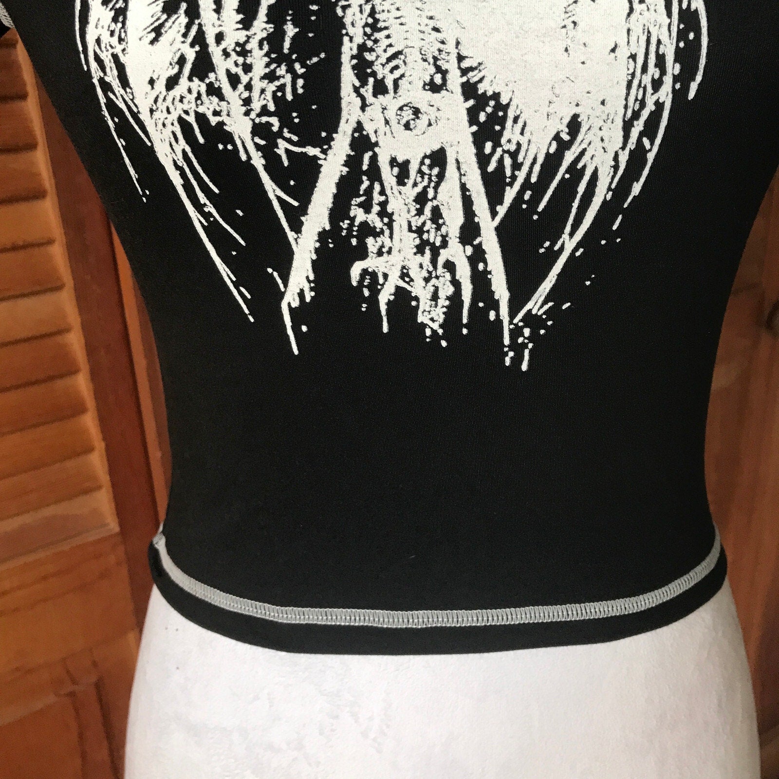 Gothic Lolita Punk Horror Black & White Demon Monster Cropped Tee Top S