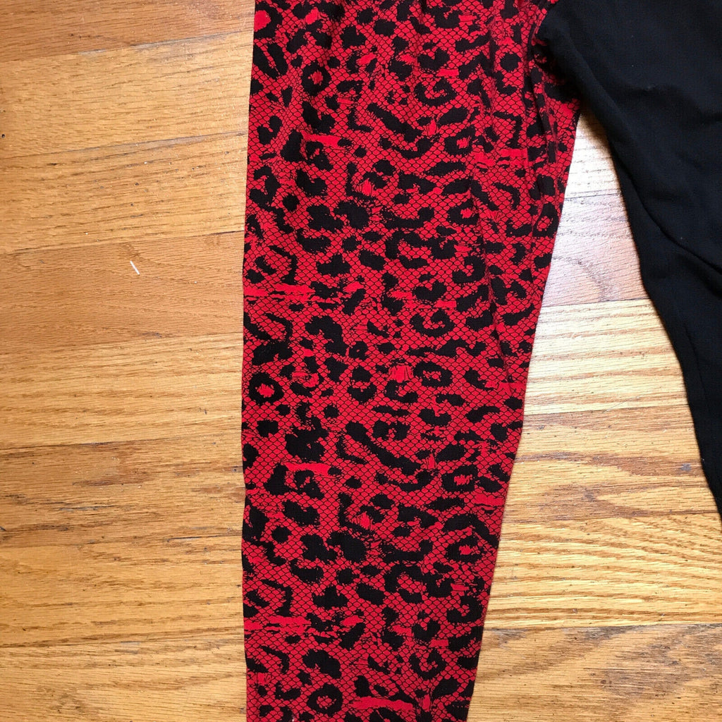 Vintage Lip Service Y2K Punk Goth Black Red Leopard D-Ring Leggings S