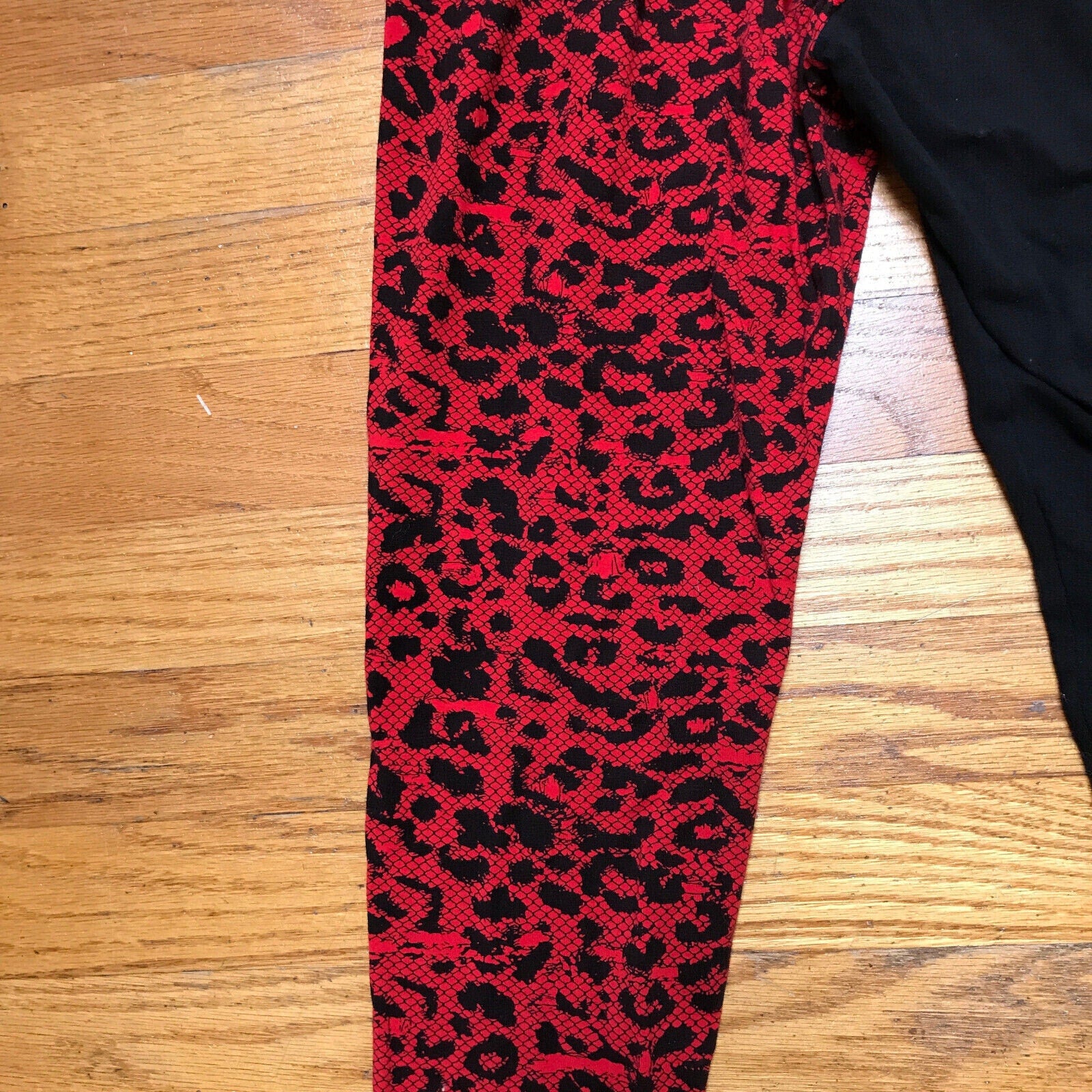 Vintage Lip Service Y2K Punk Goth Black Red Leopard D-Ring Leggings S