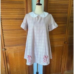 Liz Lisa J-Fashion Gyaru Kawaii Dollcore Pink Plaid Lace-Up Dress XS-S