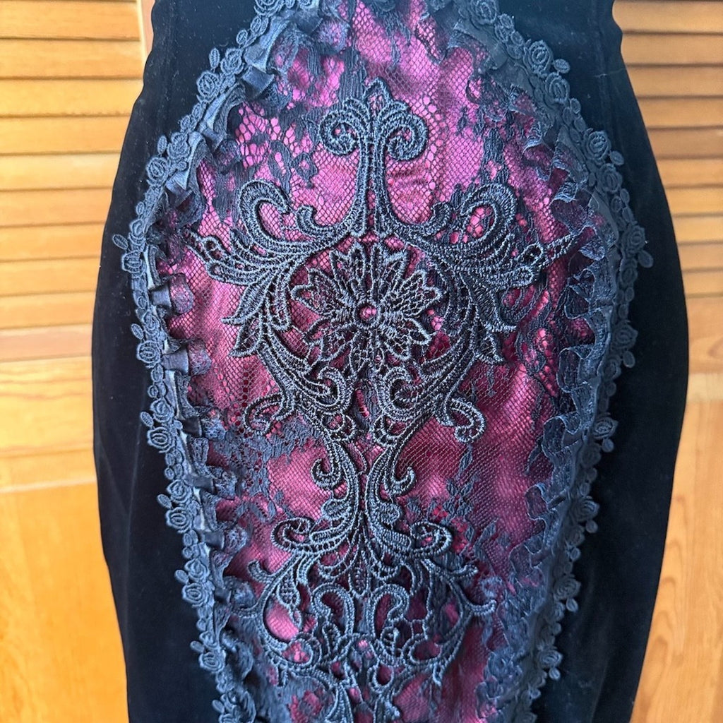 Dark in Love Gothic Victorian Vampire Blood Offering Velvet High Waist Skirt