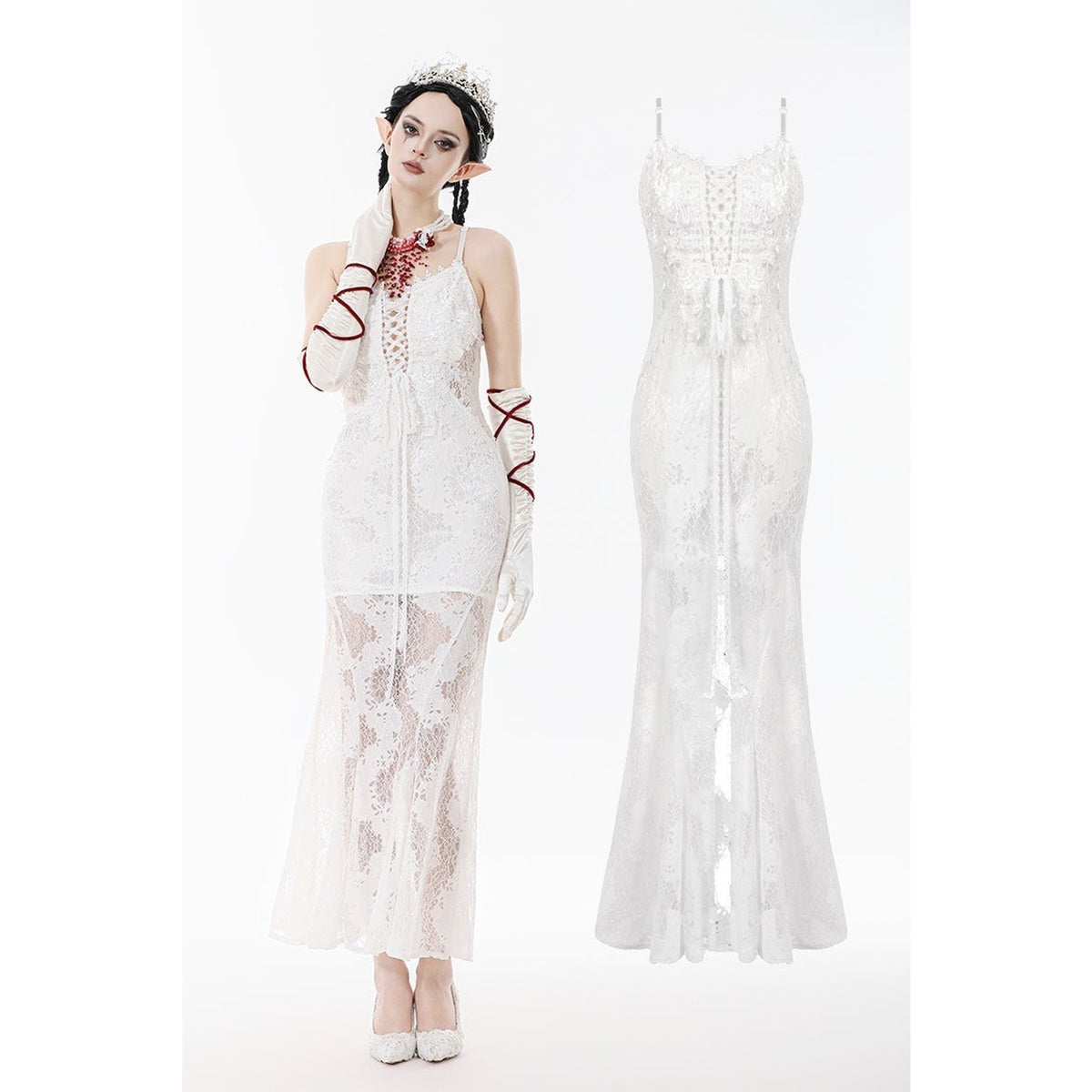 Dark in Love Gothic Victorian Romantic Cottagecore White Mermaid Angel Dress