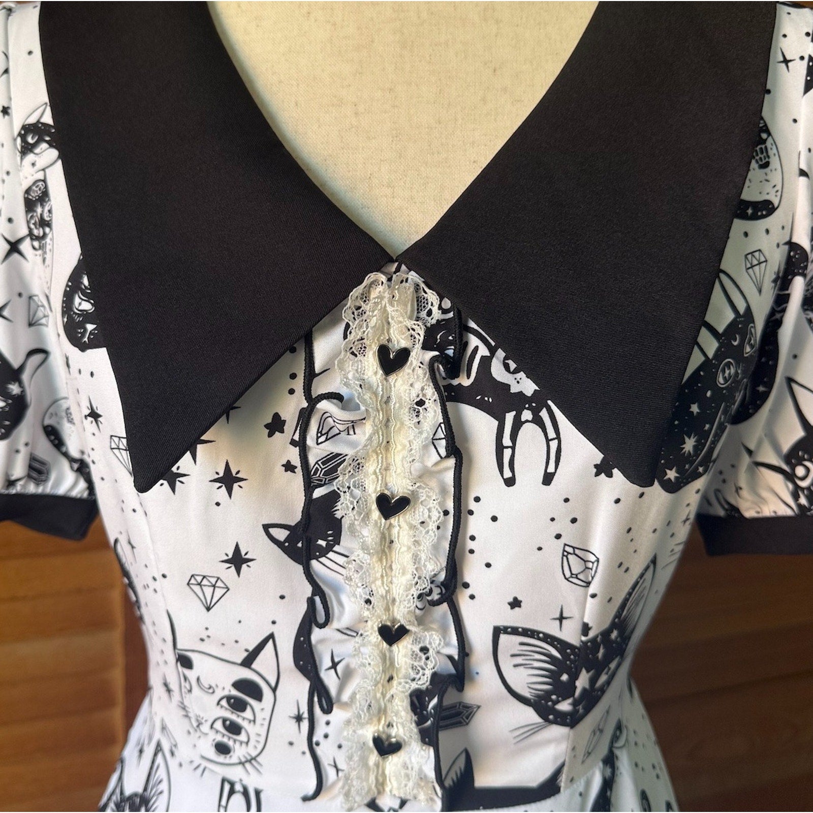 Dark in Love Goth Punk Dollcore Kawaii Lolita Mystic Moon Kitty Cat Dress M