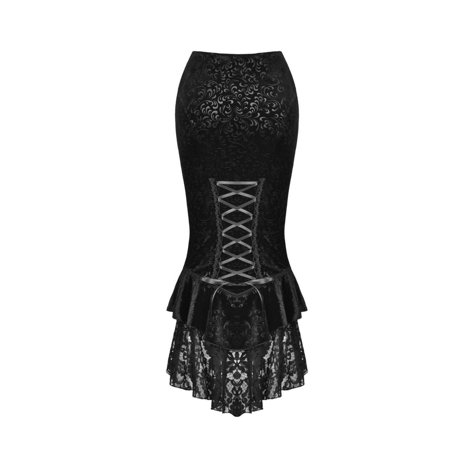 Dark in Love Gothic Victorian Vampire Vkei Black Velvet Corset Back Skirt
