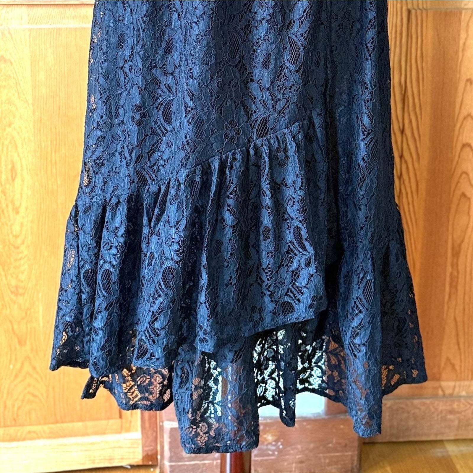 Axes Femme J-fashion Gyaru Himekaji Goth EGL Dollcore Black Lace Midi Skirt S-M