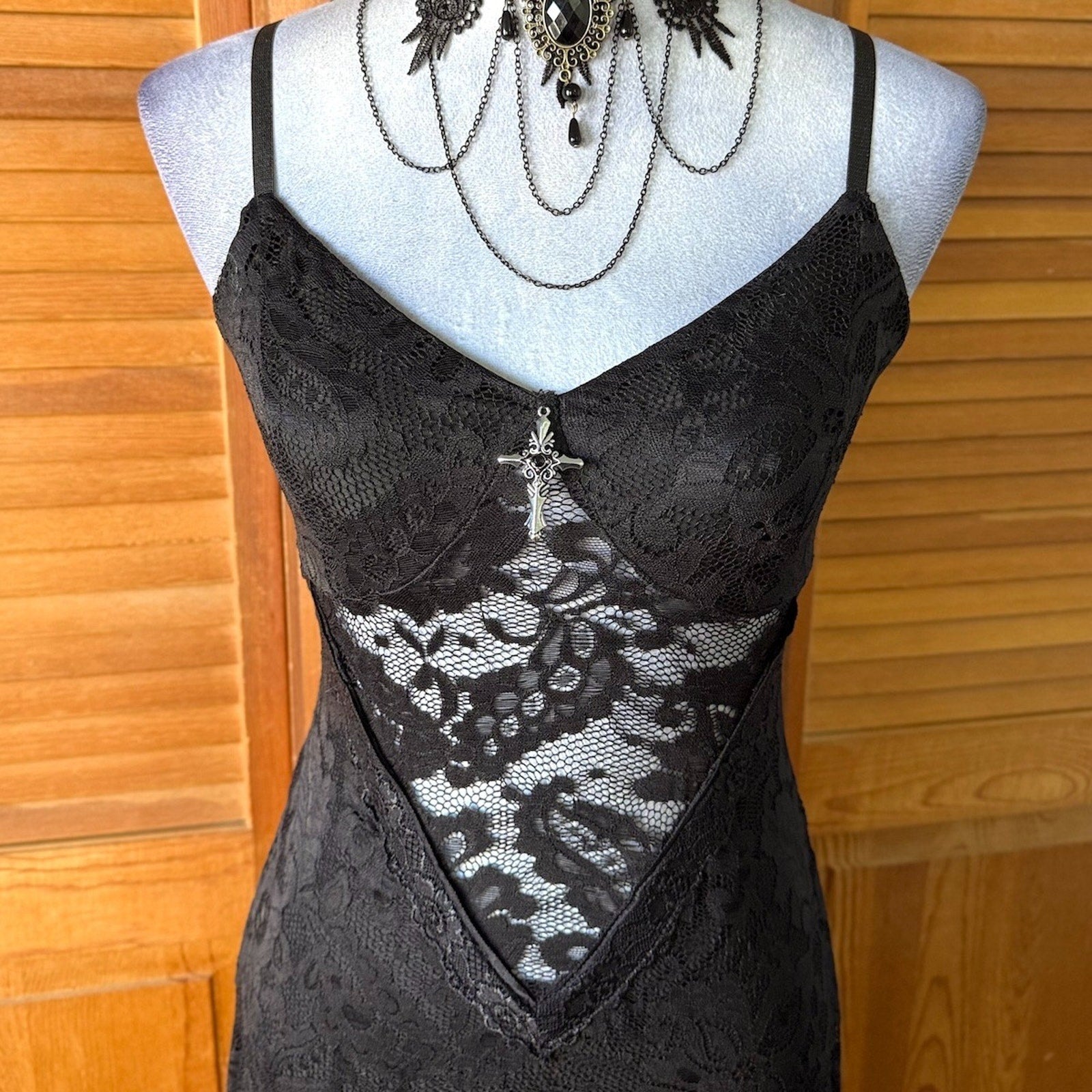 Gothic Victorian Vampire Fairycore Dark Matters Black Lace Up Back Dress