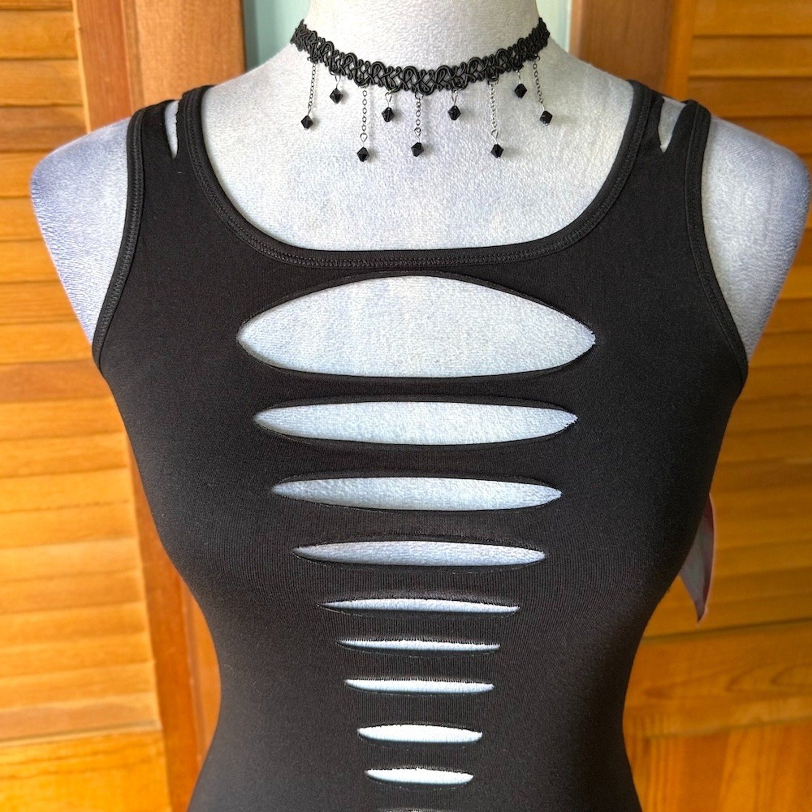 Demi Loon Punk Goth Emo Grunge "Gothique" Slashed Cutout Festival Tank