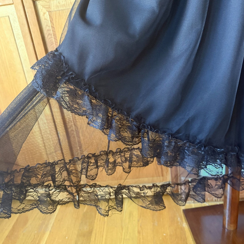 ACDC Rag Punk Goth J-fashion EGL Victorian Black Tulle Corset Cincher Skirt OS