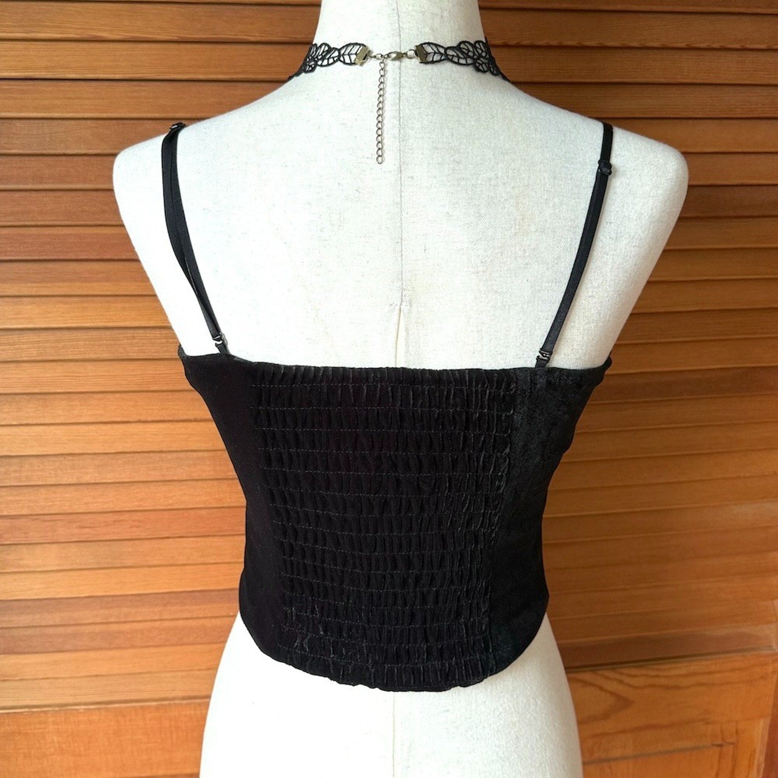Dark in Love Gothic Victorian Blood Offering Black Red Velvet & Lace Cami Top