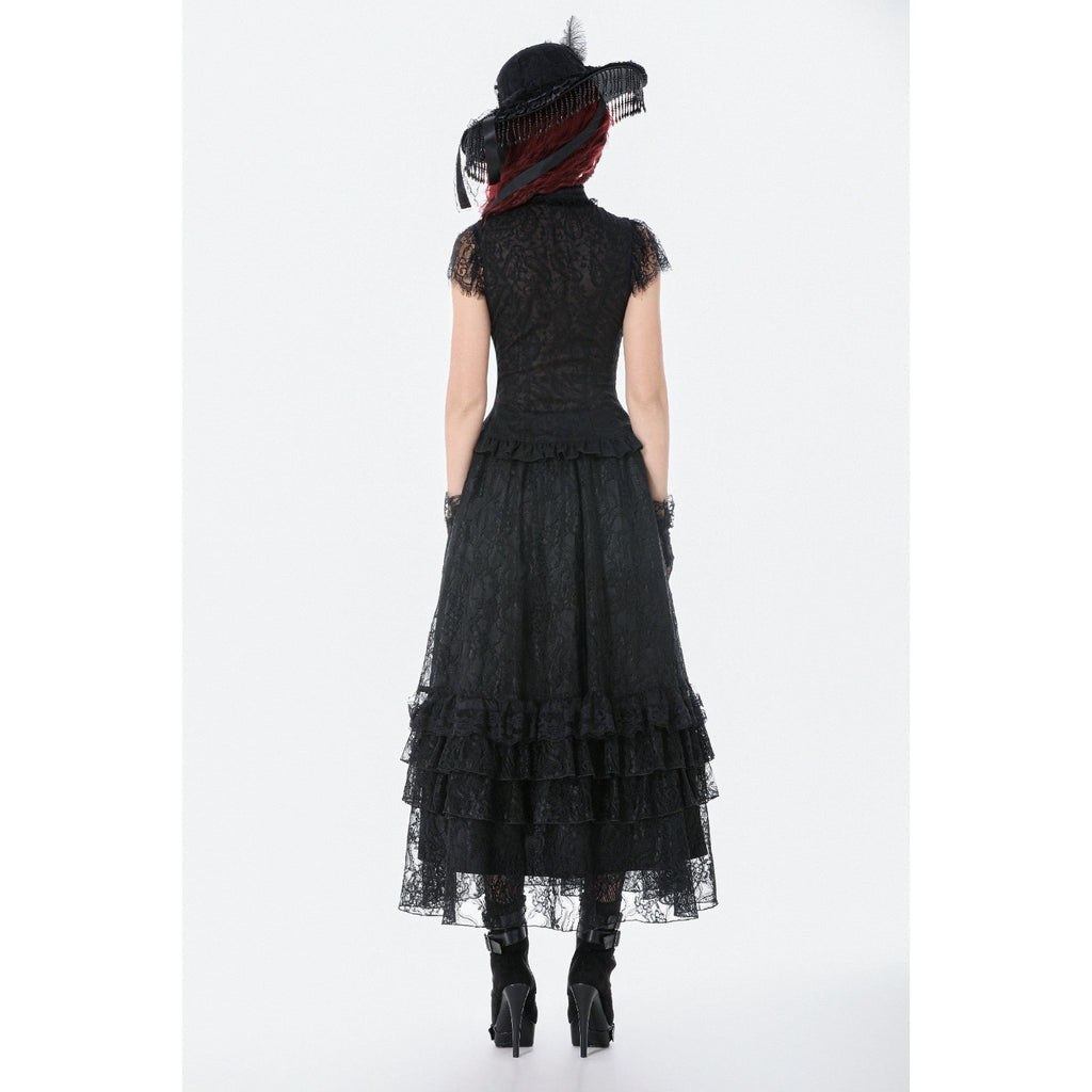 Dark in Love Gothic Victorian Vampire Vkei Black Lace & Ruffle Skirt XS-XL