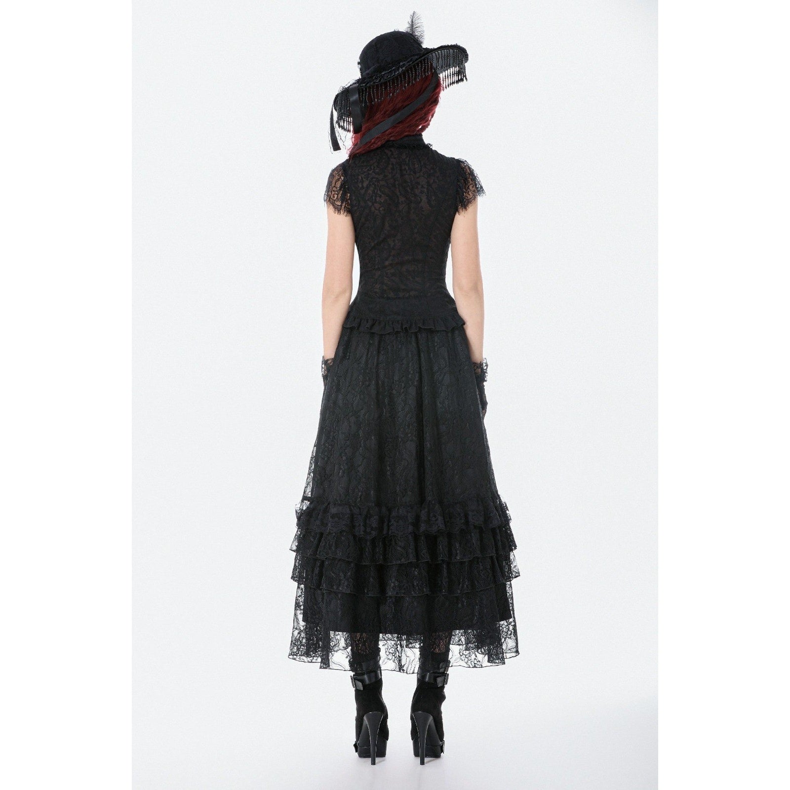 Dark in Love Gothic Victorian Vampire Vkei Black Lace & Ruffle Skirt XS-XL