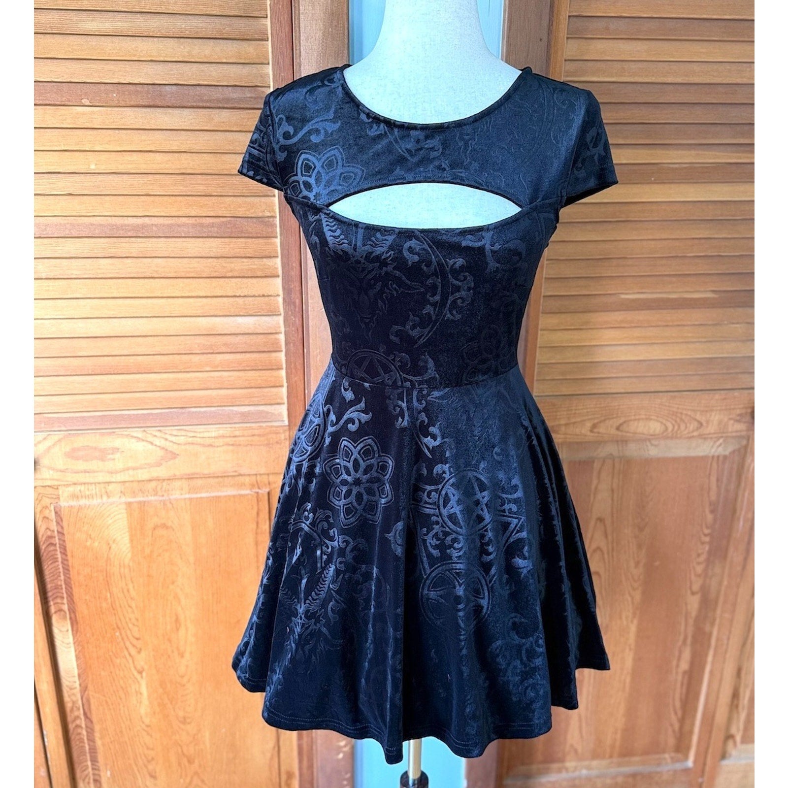 Killstar Gothic Lolita Punk Witch Halloween Black Velvet Blasphemia Dress XS