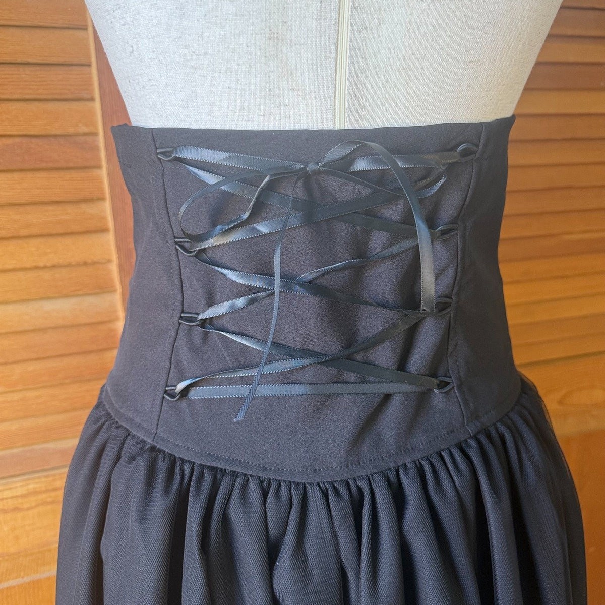 ACDC Rag Punk Goth J-fashion EGL Victorian Black Tulle Corset Cincher Skirt OS