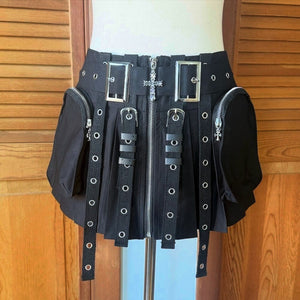 Dark in Love Goth Punk Emo Vkei Cyber Cargo Pockets Tactical Mini Skirt