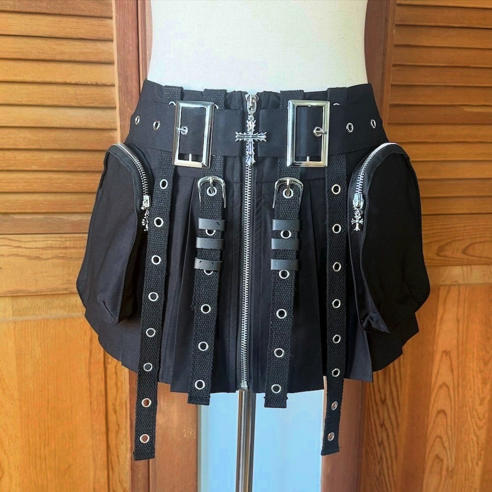 Dark in Love Goth Punk Emo Vkei Cyber Cargo Pockets Tactical Mini Skirt
