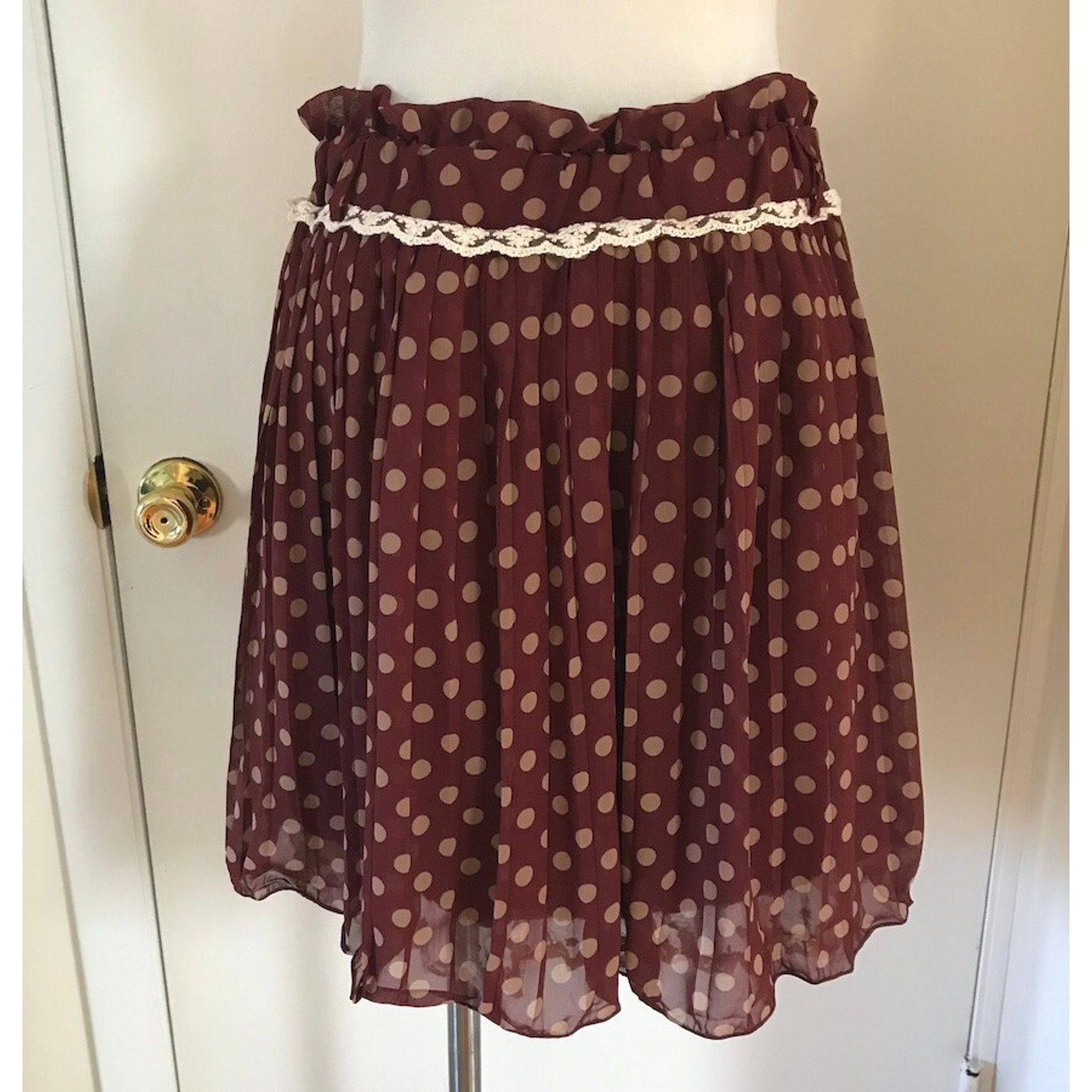 Liz Lisa Meyeeka J-fashion Kawaii Brown Polka Dot Gathered Skirt S