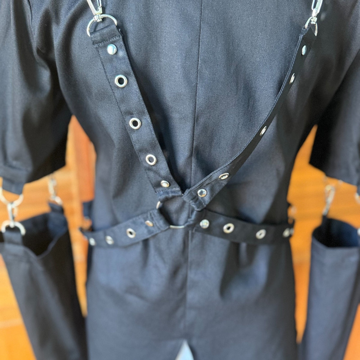 ACDC Rag Punk Goth Visual Kei Black Harness Strap Transformer Shirt OS