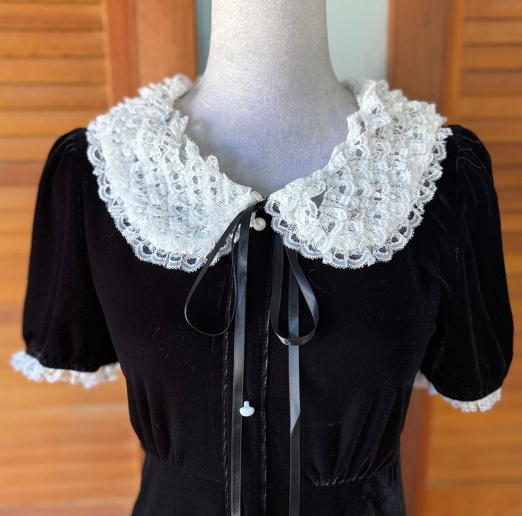 Killstar Gothic Lolita Punk Halloween Wednesday Addams Black Velvet Dress