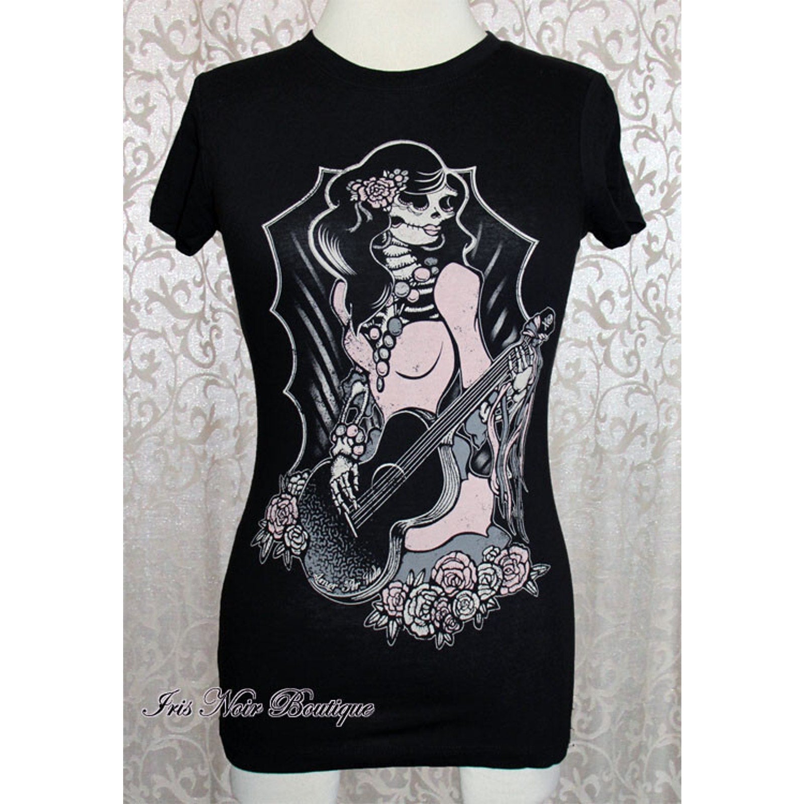 Punk Goth Horror Gothic Lolita Punk Black Guitarista Dead Diva Anime Tee M